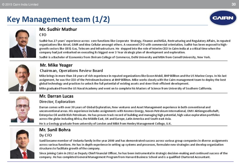 INVESTOR PRESENTATION – Cairn India – slide 28
