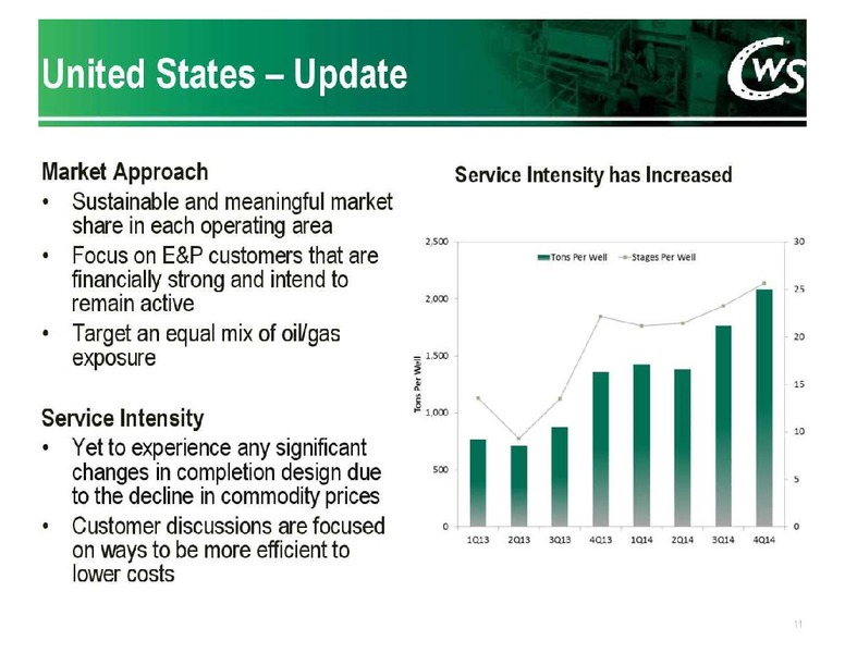 FIRST ENERGY EAST COAST ENERGY CONFERENCE – Calfrac Well Services Ltd. – slide 11