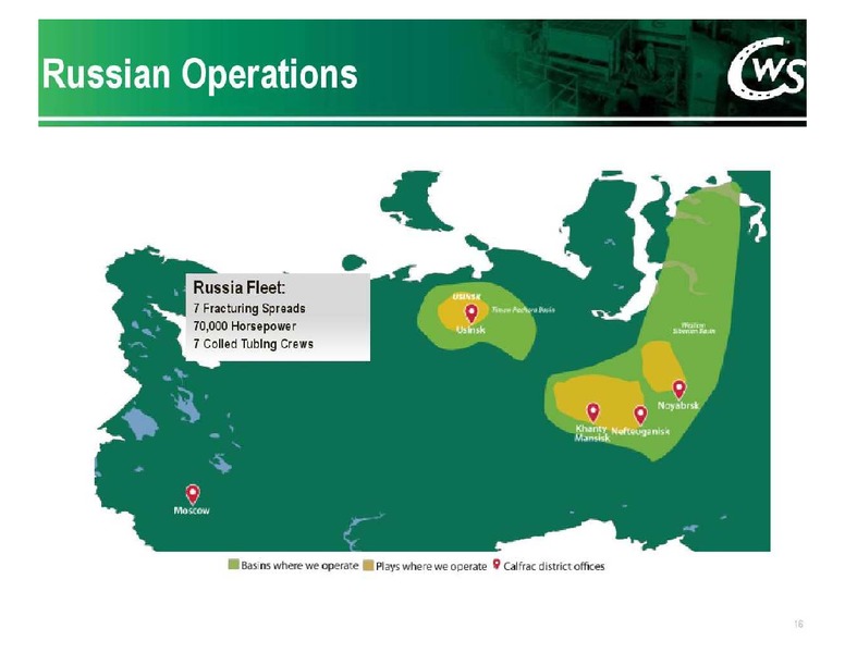 FIRST ENERGY EAST COAST ENERGY CONFERENCE – Calfrac Well Services Ltd. – slide 16