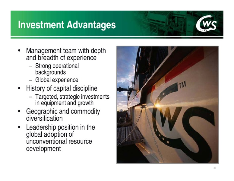 Investor Presentation – Calfrac Well Services Ltd. – slide 30