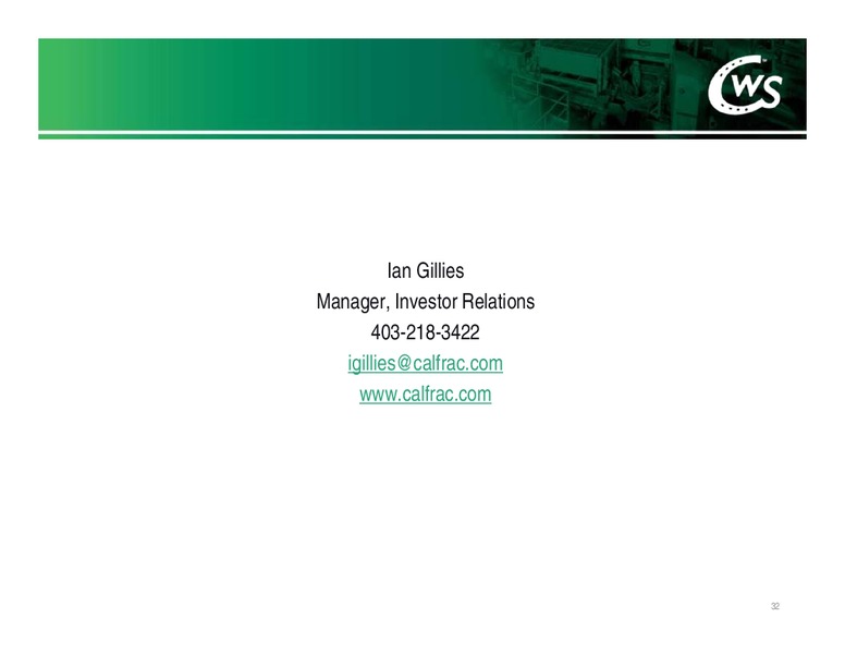 Investor Presentation – Calfrac Well Services Ltd. – slide 31