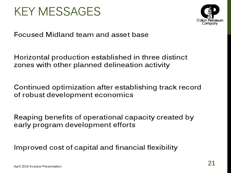 Investor Presentation – Callon Petroleum Co. – slide 20