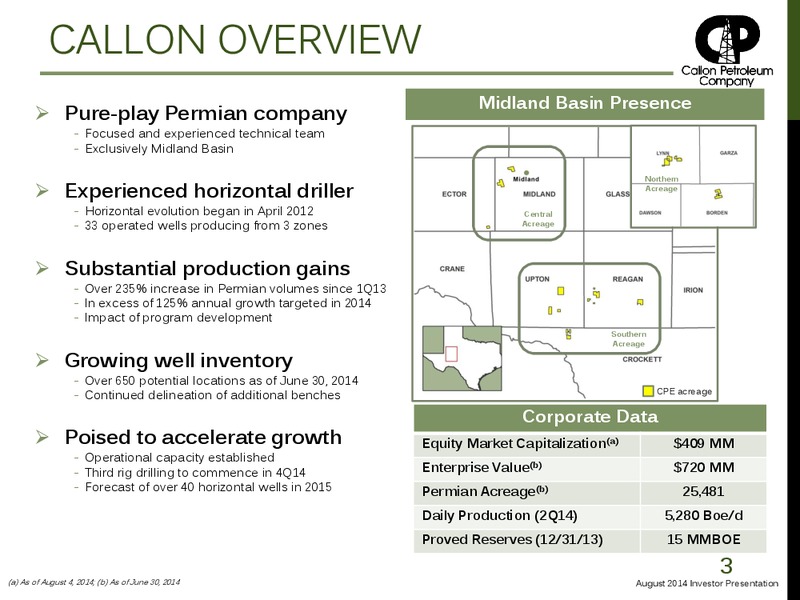 Investor Presentation – Callon Petroleum Co. – slide 2