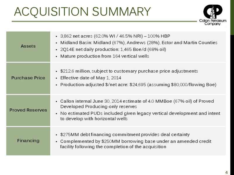 Investor Presentation – Callon Petroleum Co. – slide 3