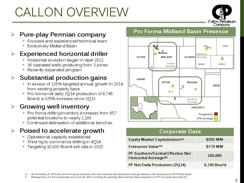 Investor Presentation – Callon Petroleum Co. – slide 2