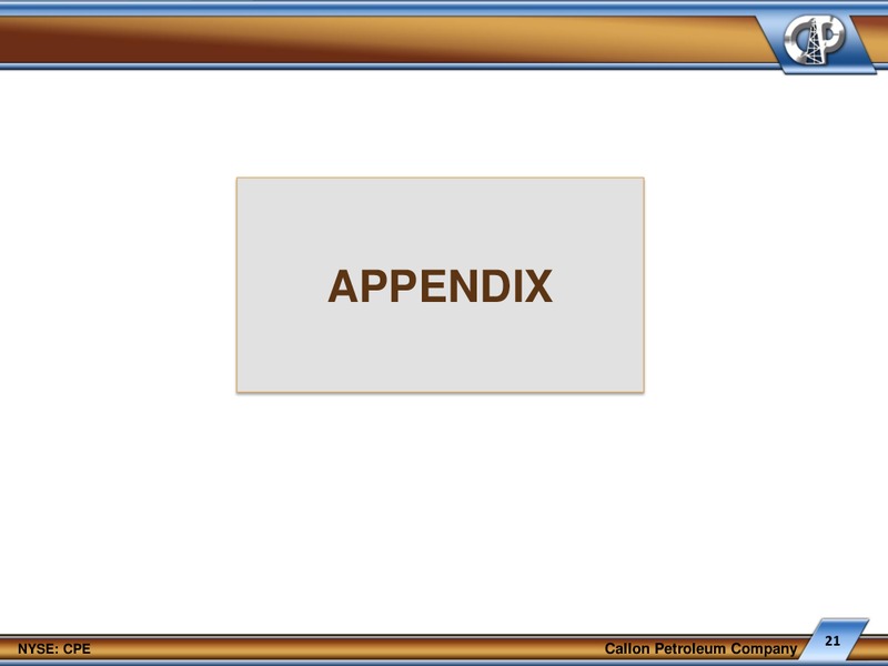IPAA OGIS SAN FRANCISCO – Callon Petroleum Co. – slide 20