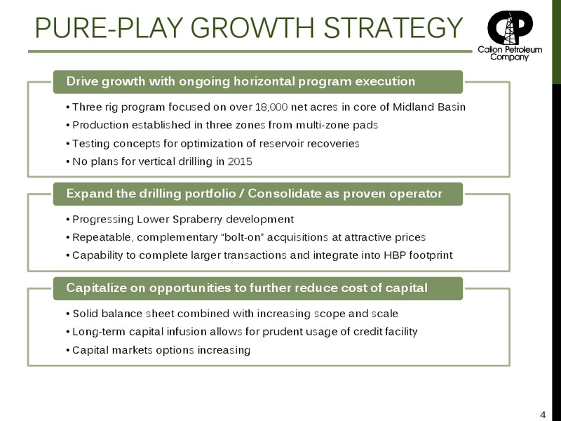 INVESTOR PRESENTATION – Callon Petroleum Co. – slide 3