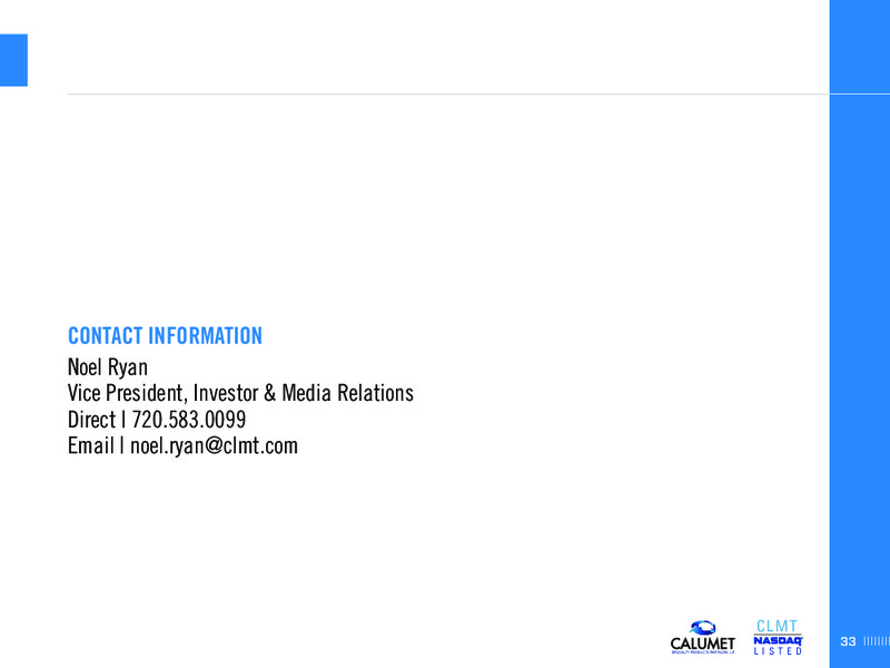 INVESTOR PRESENTATION – Calumet Specialty Products Partners Lp – slide 33
