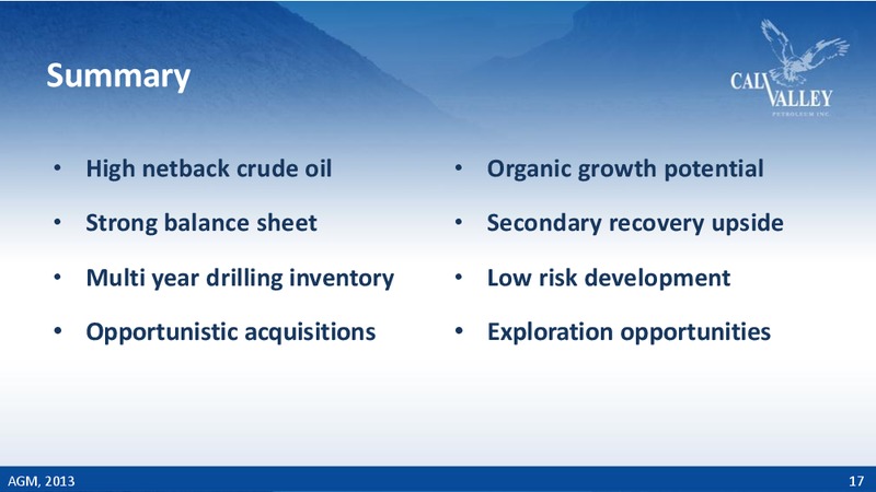 Corporate Presentation – Calvalley Petroleum Inc. – slide 15