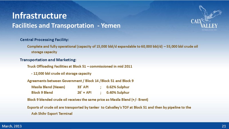 CORPORATE PRESENTATION – Calvalley Petroleum Inc. – slide 19