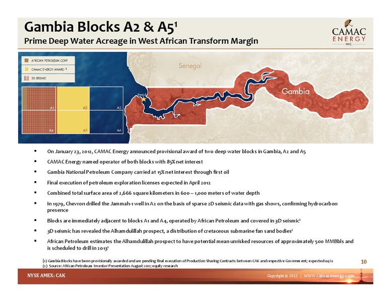 TPH International Exploration Conference – Camac Energy – slide 9