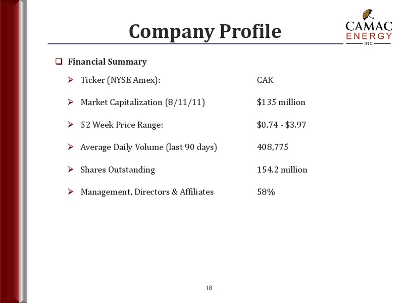 EnerComs The Oil & Gas Conference – Camac Energy – slide 17