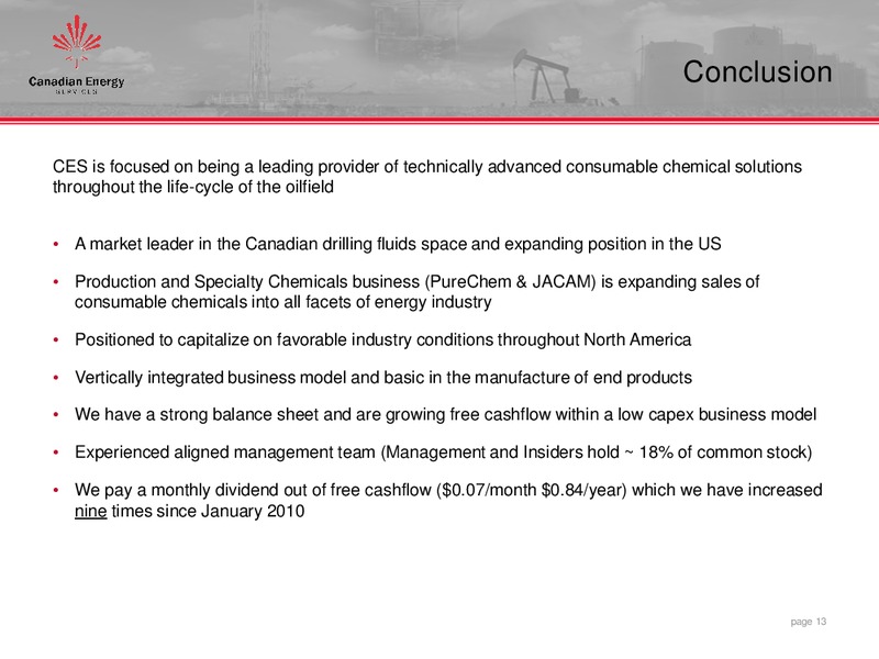 CORPORATE INVESTOR PRESENTATION – Canadian Energy Services & Technology Corp. – slide 13