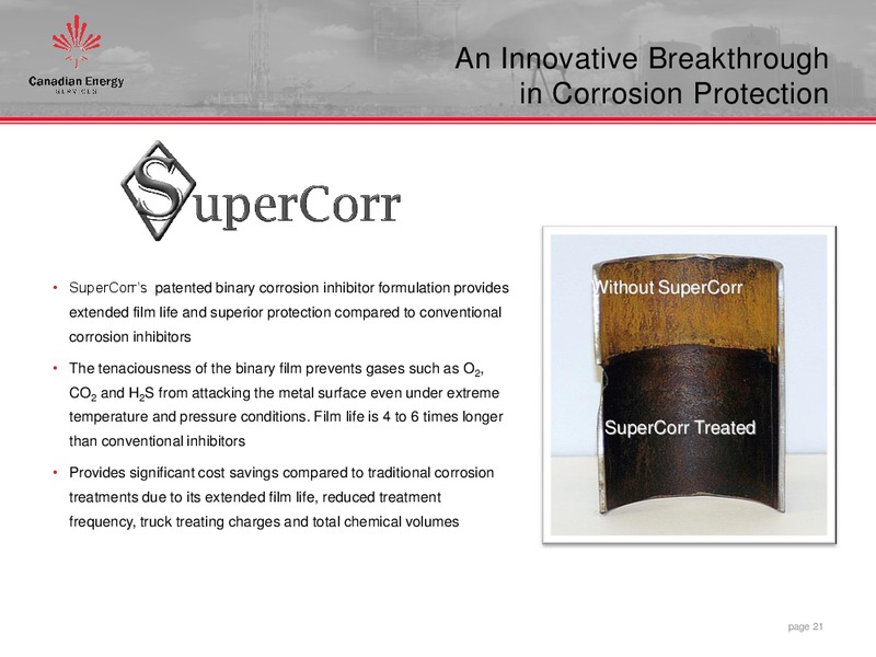 CORPORATE INVESTOR PRESENTATION – Canadian Energy Services & Technology Corp. – slide 21