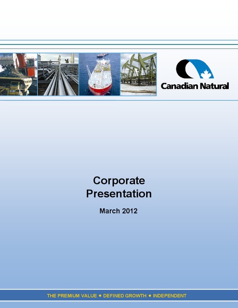 CORPORATE PRESENTATION – Canadian Natural Resources Limited (CNRL) – slide 1
