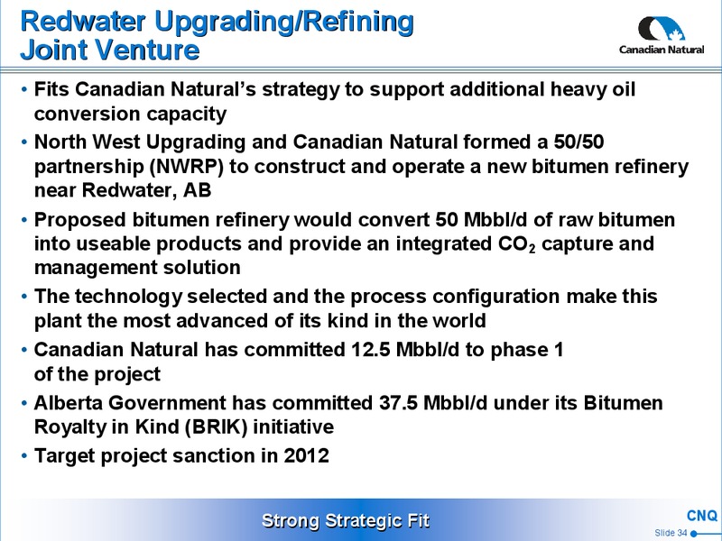 CORPORATE PRESENTATION – Canadian Natural Resources Limited (CNRL) – slide 35