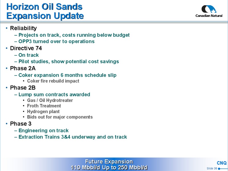 CORPORATE PRESENTATION – Canadian Natural Resources Limited (CNRL) – slide 39