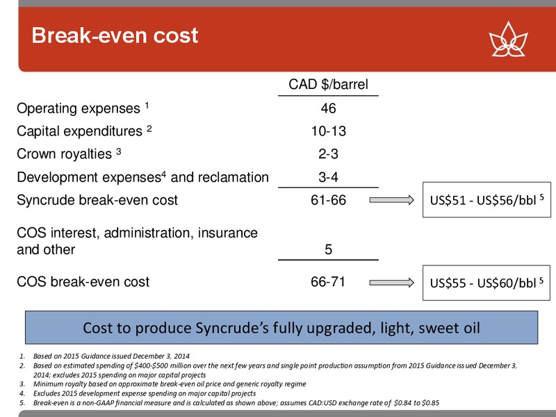 JANUARY 2015 LONDON ENERGY CONFERENCE – Canadian Oil Sands Limited – slide 6