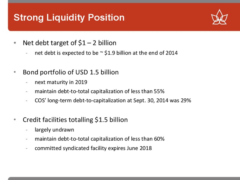JANUARY 2015 LONDON ENERGY CONFERENCE – Canadian Oil Sands Limited – slide 9