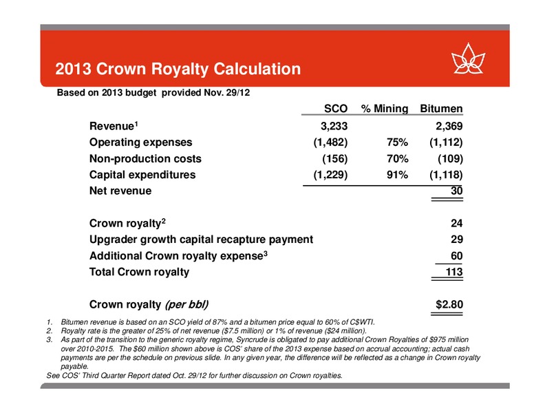 TD SECURITIES ENERGY CONFERENCE – Canadian Oil Sands Limited – slide 37