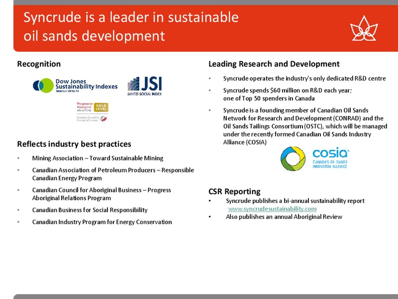 CREDIT SUISSE ENERGY SUMMIT – Canadian Oil Sands Limited – slide 33