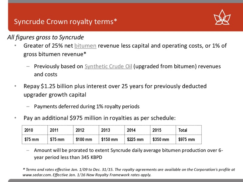 TD SECURITIES INVESTOR MEETINGS – Canadian Oil Sands Limited – slide 36