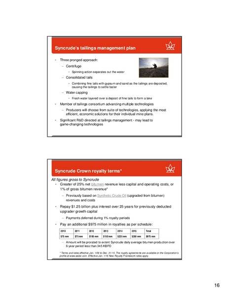 MACQUARIE CAPITAL MARKETS HEAVY OIL & OIL SANDS CORPORATE DAY – Canadian Oil Sands Limited – slide 19