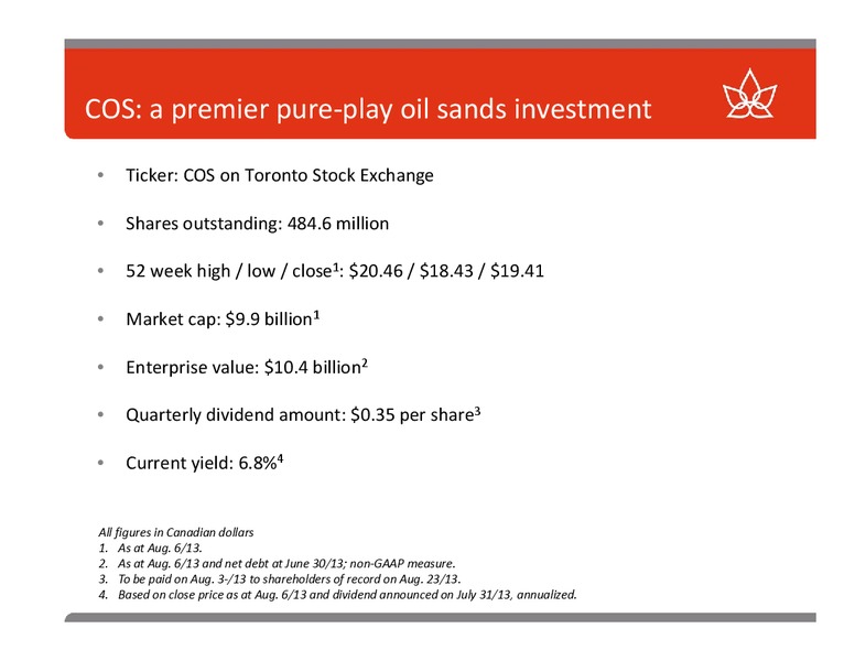ENERCOM THE OIL AND GAS CONFERENCE – Canadian Oil Sands Limited – slide 20