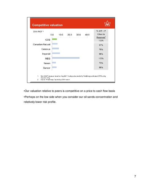 PETERS & CO LIMITED NORTH AMERICAN OIL & GAS CONFERENCE – Canadian Oil Sands Limited – slide 7