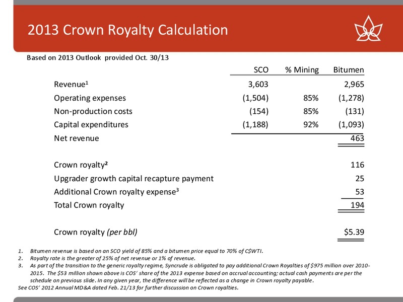 BAML 2013 GLOBAL ENERGY CONFERENCE – Canadian Oil Sands Limited – slide 38