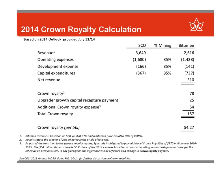 Canaccord Genuity Global – Canadian Oil Sands Limited – slide 32