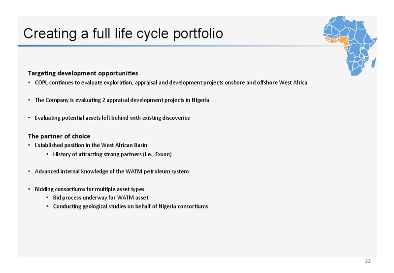 INVESTOR PRESENTATIOIN – Canadian Overseas Petroleum Ltd – slide 20