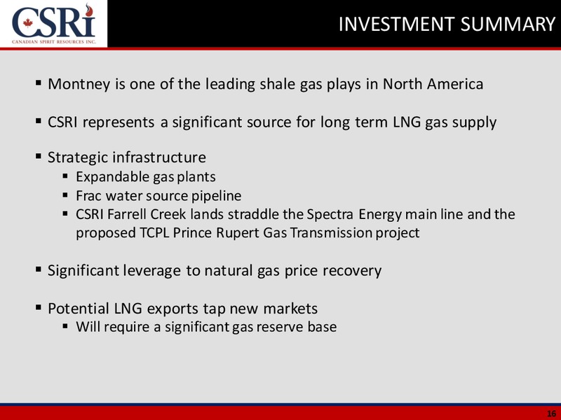 FEBRUARY 2015 CORPORATE PRESENTATION – Canadian Spirit Resources Inc. – slide 15