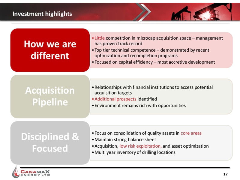 CORPORATE PRESENTATION – Canamax Energy Ltd. – slide 16