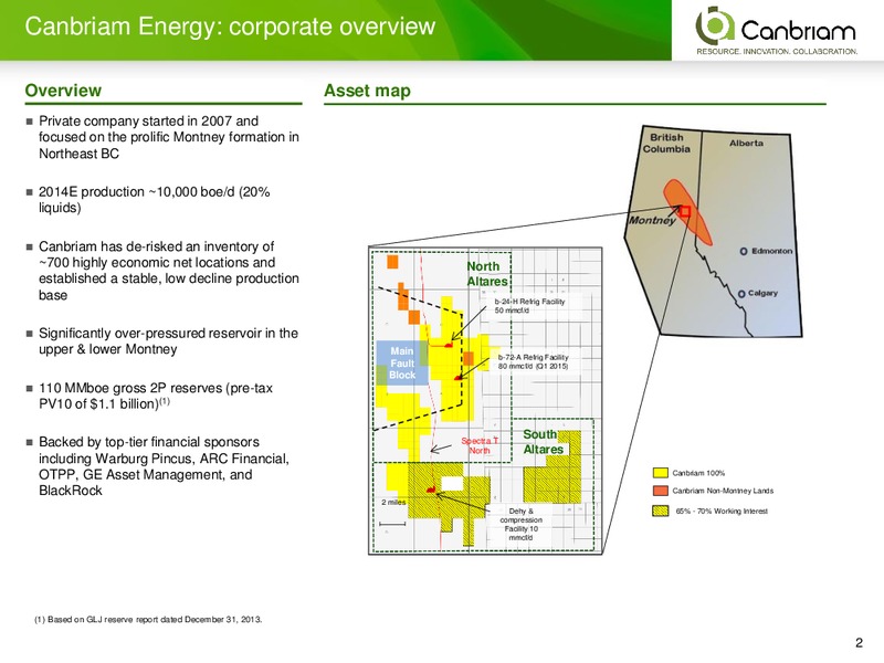 INVESTOR PRESENTATION – Canbriam Energy – slide 2