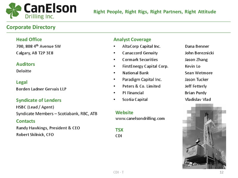 MARCH 2015 INVESTOR PRESENTATION – Canelson Drilling Inc. – slide 11