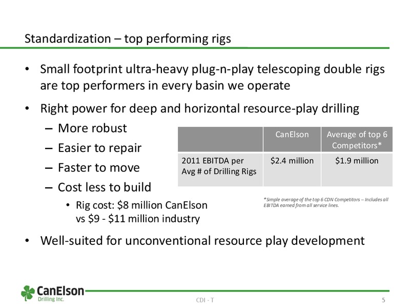 AUGUST 2012 INVESTOR PRESENTATION – Canelson Drilling Inc. – slide 5