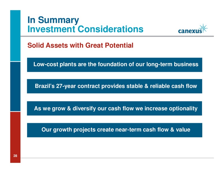 Investor Presentation – Canexus Corp. – slide 28