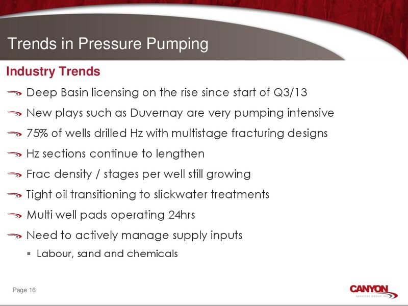 CORPORATE OVERVIEW PRESENTATION – Canyon Services Group Inc. – slide 14