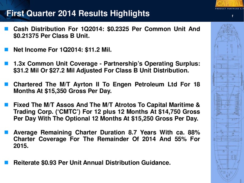 First Quarter 2014 Earnings Presentation – Capital Product Partners L.P. – slide 2