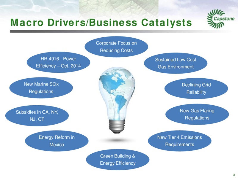 Management Presentation – Capstone Turbine Corporation – slide 3