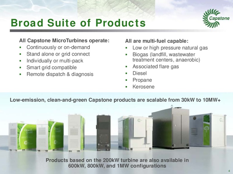 Management Presentation – Capstone Turbine Corporation – slide 4