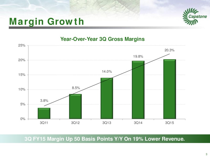 Q3 FY2015 – Capstone Turbine Corporation – slide 3