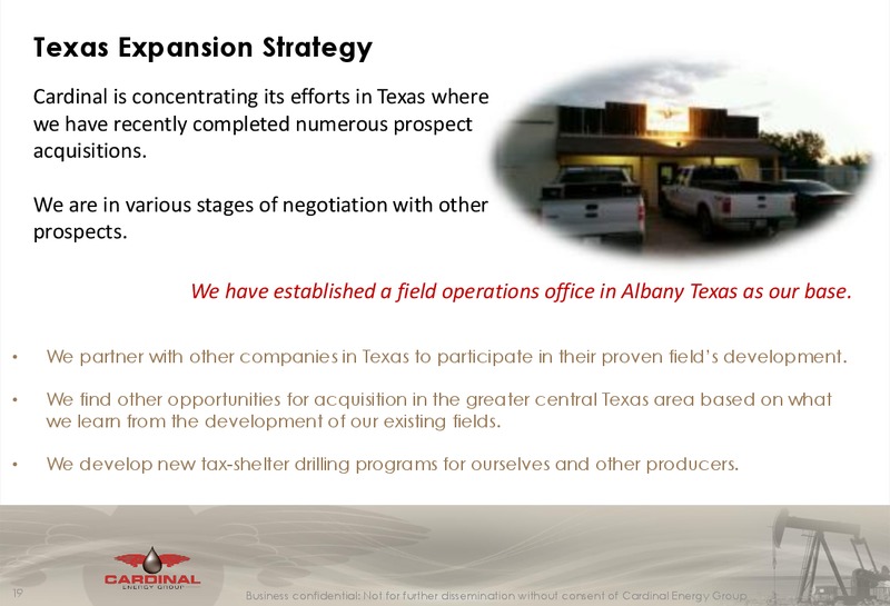 January 2015 Company Presentation – Cardinal Energy Group Inc. – slide 18