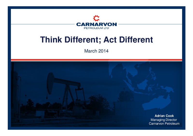 Excellence in Oil and Gas Presentation – Carnarvon Petroleum Ltd. – slide 3
