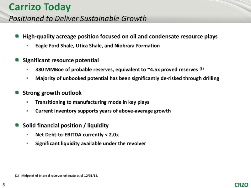 1ST ANNUAL ANALYST CONFERENCE – Carrizo Oil & Gas Inc. – slide 4