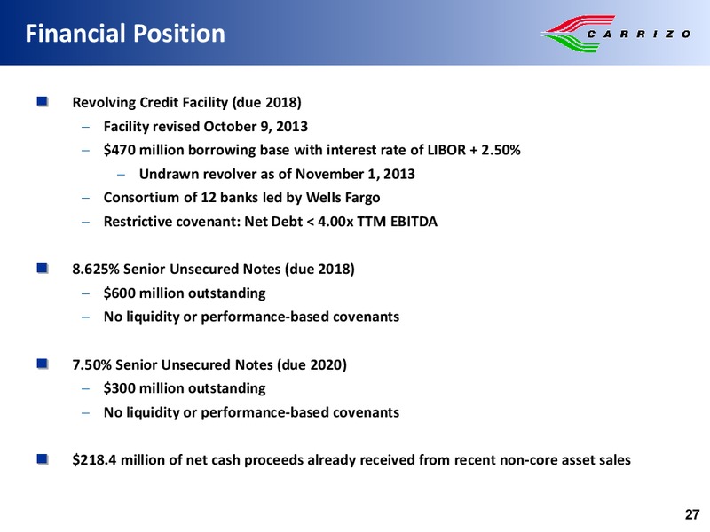 US Capital Advisors EP Corporate Access Day – Carrizo Oil & Gas Inc. – slide 26