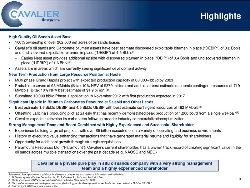 Corporate Presentation – Cavalier O & G – slide 4