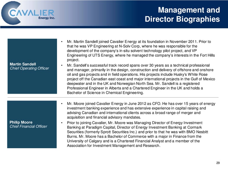 Corporate Presentation – Cavalier O & G – slide 30