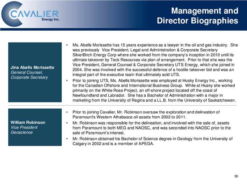 Corporate Presentation – Cavalier O & G – slide 31